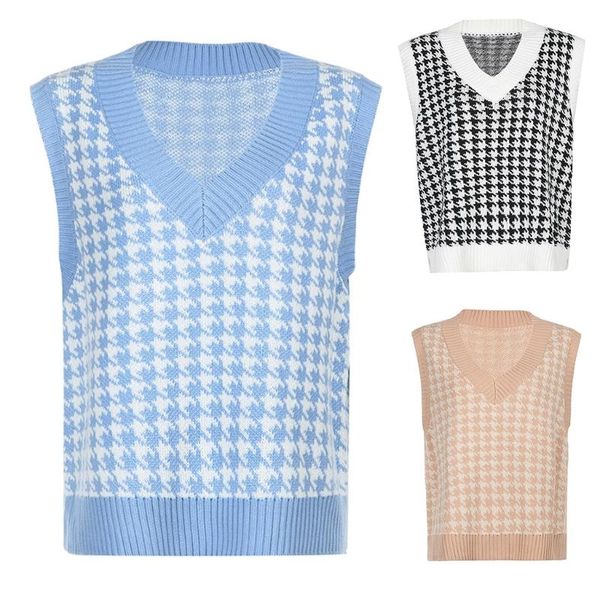 women's vests women preppy style v-neck knitted vest vintage houndstooth pattern sleeveless sweater oversized pullover jumper tank top, Black;white
women's vests women preppy style v-neck knitted vest vintage houndstooth pattern sleeveless sweater oversized pullover jumper tank top, Black;white
