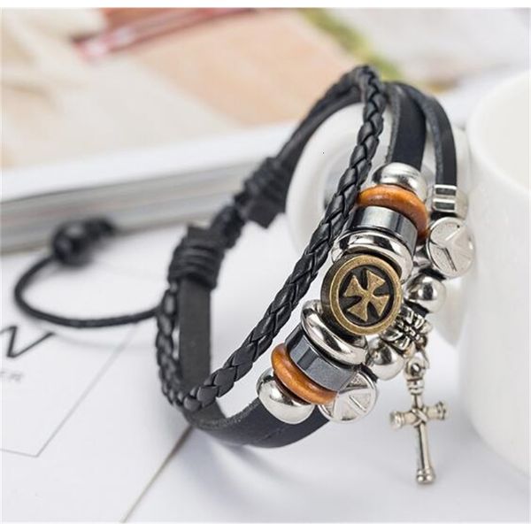 alloy european cross american personality retro men and women popular woven cow leather bracelet wl1123, Black
alloy european cross american personality retro men and women popular woven cow leather bracelet wl1123, Black