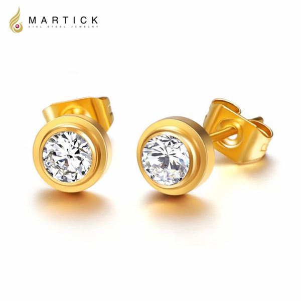 martick gold-color stainless steel earrings for women rose gold-color round single cz earrings studs jewelry gift e155, Golden;silver
martick gold-color stainless steel earrings for women rose gold-color round single cz earrings studs jewelry gift e155, Golden;silver
