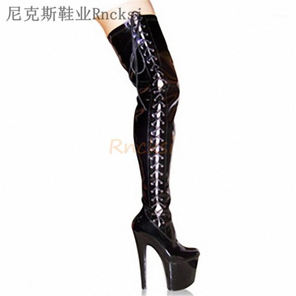 shiny leather boots over knee boots thick bottom stage waterproof super high heel and new round toe thin heels solid1, Black
shiny leather boots over knee boots thick bottom stage waterproof super high heel and new round toe thin heels solid1, Black