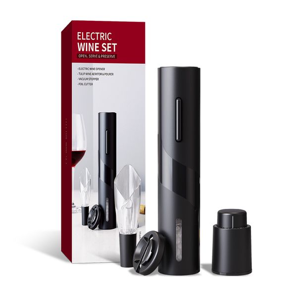 a 4-piece set of electronic wine dispenser decanter including rechargeable electric corkscrew aluminum foil cutter wine ser and wine pou
a 4-piece set of electronic wine dispenser decanter including rechargeable electric corkscrew aluminum foil cutter wine ser and wine pou