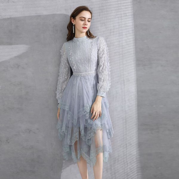 1023 xl 2020 autumn a line long sleeve crew neck mesh sequins gray dress prom fashion brand same style sh, Black
1023 xl 2020 autumn a line long sleeve crew neck mesh sequins gray dress prom fashion brand same style sh, Black