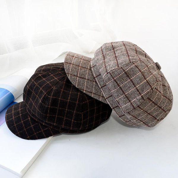 berets women men wool felt autumn winter hat thick warm octagonal sboy cap retro plaid beret, Blue;gray
berets women men wool felt autumn winter hat thick warm octagonal sboy cap retro plaid beret, Blue;gray