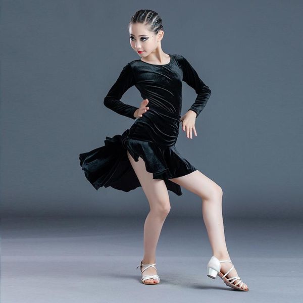 stage wear latin dance practice clothes for girls children velvet split skirt suit high-end performance dress sl4359, Black;red
stage wear latin dance practice clothes for girls children velvet split skirt suit high-end performance dress sl4359, Black;red