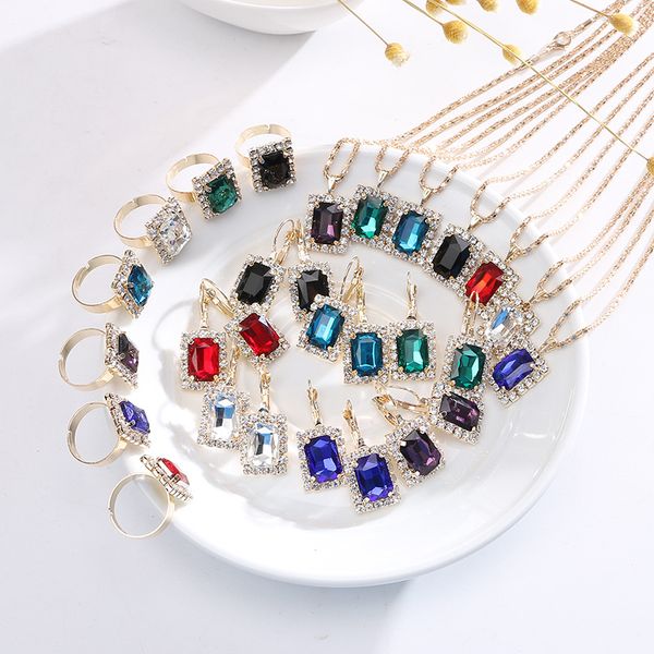colorful square crystal jewelry set for women girls bridal rhinestone necklace earrings rings statement wedding necklace gift kimter-k217fa 
colorful square crystal jewelry set for women girls bridal rhinestone necklace earrings rings statement wedding necklace gift kimter-k217fa