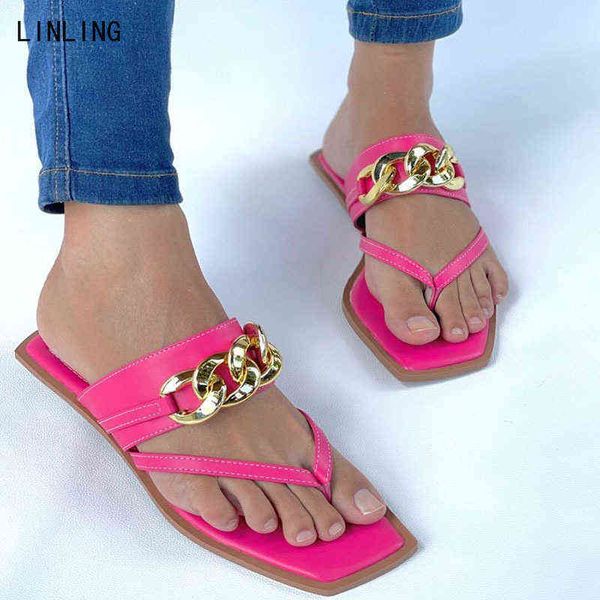 2022 summer chain women slippers fashion outdoor flats woman slides women's fashion flip flop sandalias beach female shoes y220221, Black
2022 summer chain women slippers fashion outdoor flats woman slides women's fashion flip flop sandalias beach female shoes y220221, Black