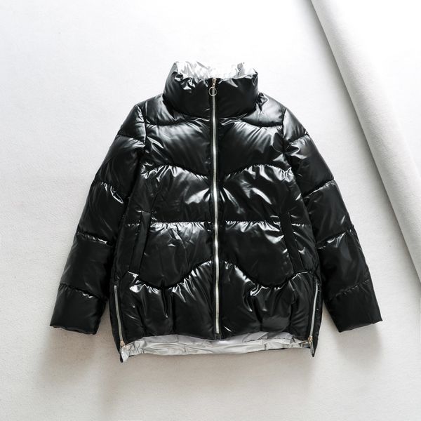 women winter 2020 shiny fabric jackets thick warm down cotton coats solid parkas zipper padded pocket cold outwear, Black
women winter 2020 shiny fabric jackets thick warm down cotton coats solid parkas zipper padded pocket cold outwear, Black