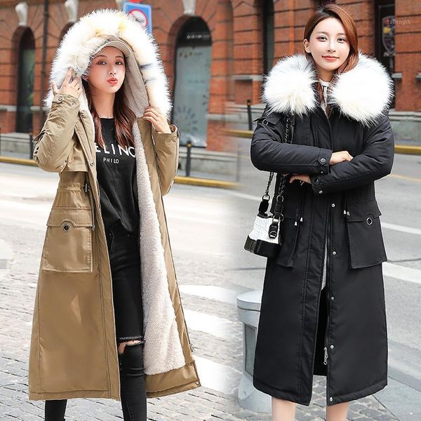 2020 new winter fashion parka extended knee length korean big fur cotton padded jacket thick loose warm coat casual long outwear1, Black
2020 new winter fashion parka extended knee length korean big fur cotton padded jacket thick loose warm coat casual long outwear1, Black