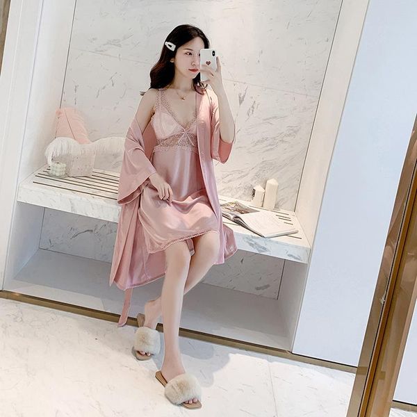 women's sleepwear pink 2pcs kimono robe gown set women hollow out v-neck nightdress autumn sweet bow lace nightgown rayon intimate ling, Black;red
women's sleepwear pink 2pcs kimono robe gown set women hollow out v-neck nightdress autumn sweet bow lace nightgown rayon intimate ling, Black;red