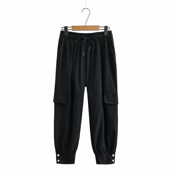 black female plus green size loose causal leg long spring summer cargo pants tnud, Black;white
black female plus green size loose causal leg long spring summer cargo pants tnud, Black;white