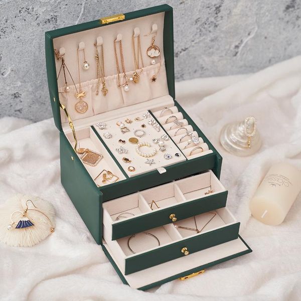 jewelry box 3 layers large space organizer display travel case boxes portable earring necklace holder leather storage gifts, Pink;blue
jewelry box 3 layers large space organizer display travel case boxes portable earring necklace holder leather storage gifts, Pink;blue