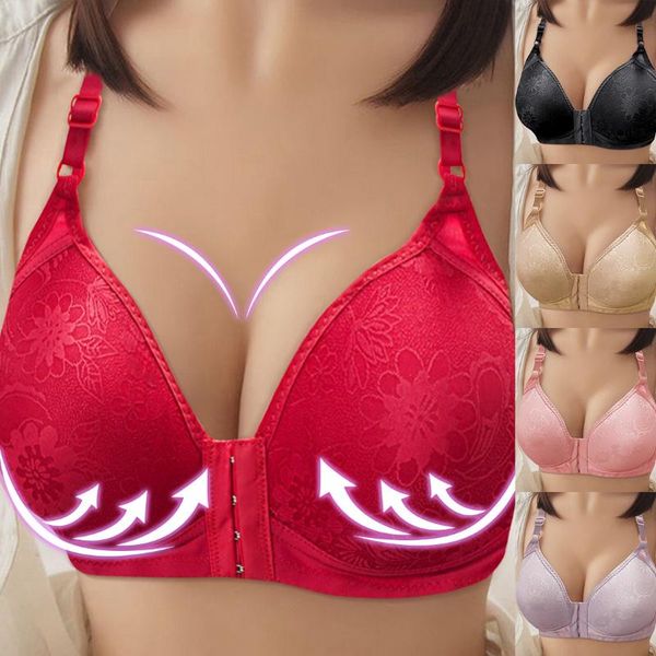 women bra spring and summer seamless front button bra push up underwear buckle female b c cup chest lingerie, White;black
women bra spring and summer seamless front button bra push up underwear buckle female b c cup chest lingerie, White;black