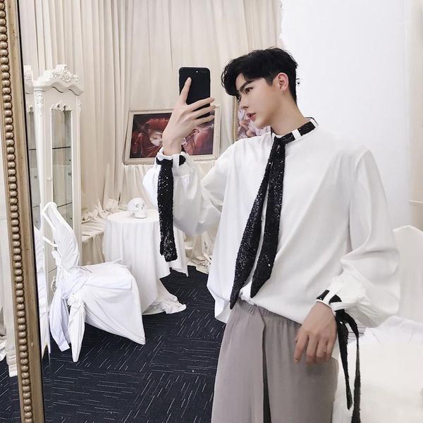 fashion casual loose dress shirts men retro stage japan gothic style clothing long sleeve black white shirts male b701, White;black
fashion casual loose dress shirts men retro stage japan gothic style clothing long sleeve black white shirts male b701, White;black
