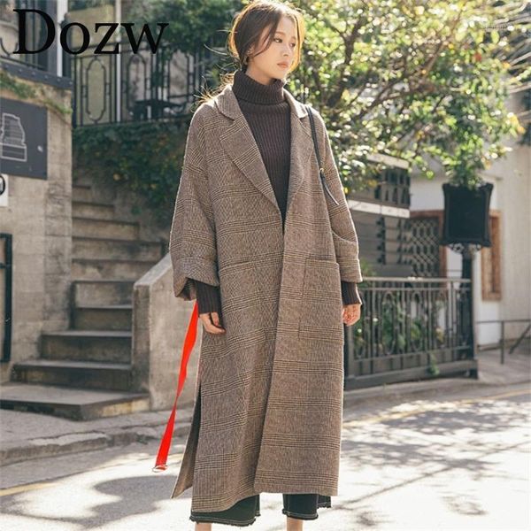 women winter wool blend coat 2019 fashion plaid loose batwing sleeve long woolen coat trench warm outwear female jacket1, Black
women winter wool blend coat 2019 fashion plaid loose batwing sleeve long woolen coat trench warm outwear female jacket1, Black