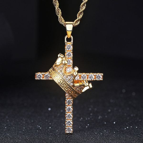 design necklace fashion pendant luxury jewelry hip hop gold crown cross zircon micro inlaid chaoren accessories, Silver
design necklace fashion pendant luxury jewelry hip hop gold crown cross zircon micro inlaid chaoren accessories, Silver