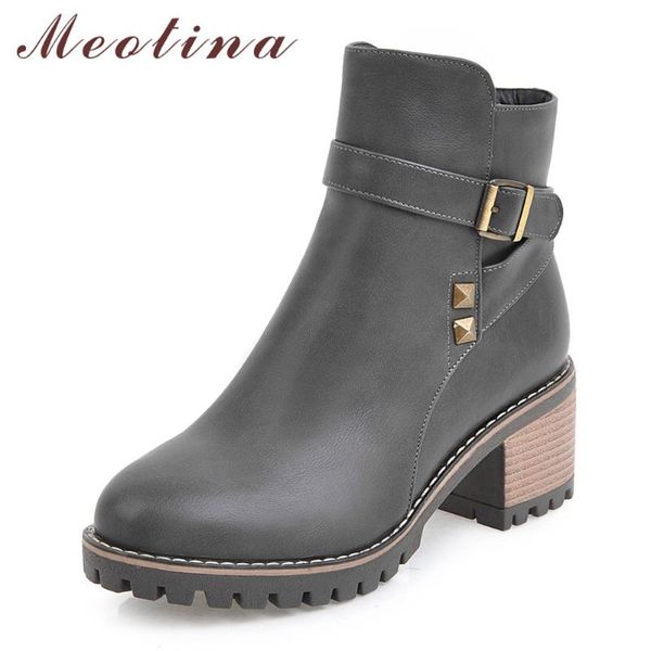 meotina winter women boots female boots rivets high heel ankle buckle square heel short shoes ladies zipper big size 33-43, Black
meotina winter women boots female boots rivets high heel ankle buckle square heel short shoes ladies zipper big size 33-43, Black