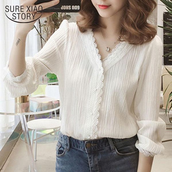 2021 autumn v-neck long puff sleeve solid women's blouse striped lace cardigan plus size white yellow shirt blusas 11087
2021 autumn v-neck long puff sleeve solid women's blouse striped lace cardigan plus size white yellow shirt blusas 11087