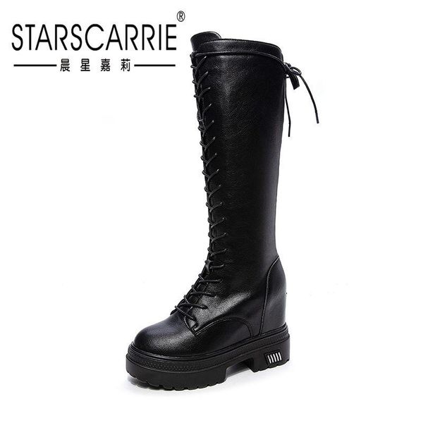 autumn and winter new high lace up boots women's thick soled plush leather boots casual zipper knight, Black
autumn and winter new high lace up boots women's thick soled plush leather boots casual zipper knight, Black