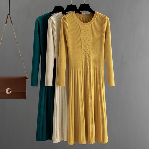 autumn winter women sweater dress mid-calf long chic female dresses a-line soft rib knitted dresses, Black;gray
autumn winter women sweater dress mid-calf long chic female dresses a-line soft rib knitted dresses, Black;gray