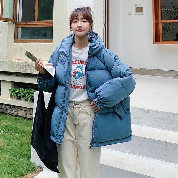 2020 new hooded winter jacket women solid black white female warm thicken down jackets loose oversized womens short parkas coats1