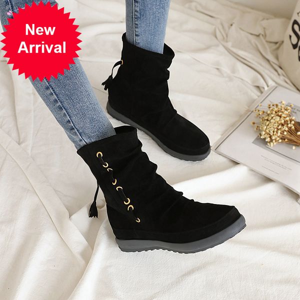 2021 the new casual style round head on a buck ankle plied platform fringes in low heels wedges motorcycle boots big size shoes cgkg, Black
2021 the new casual style round head on a buck ankle plied platform fringes in low heels wedges motorcycle boots big size shoes cgkg, Black