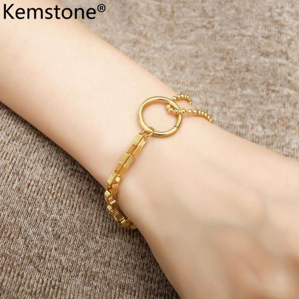 kemstone gold color stainless steel creative bead square buckle asymmetric bracelet jewelry for women, Golden;silver
kemstone gold color stainless steel creative bead square buckle asymmetric bracelet jewelry for women, Golden;silver