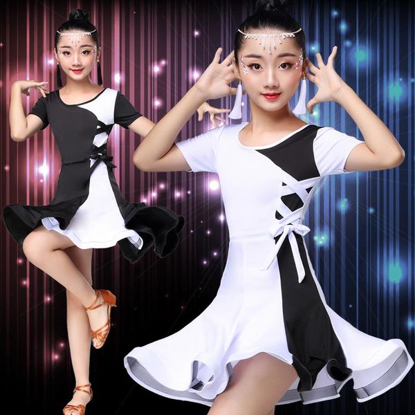 stage wear white kids latin dance competition dresses ballroom black short sleeve girls costumes dancing outfits, Black;red
stage wear white kids latin dance competition dresses ballroom black short sleeve girls costumes dancing outfits, Black;red
