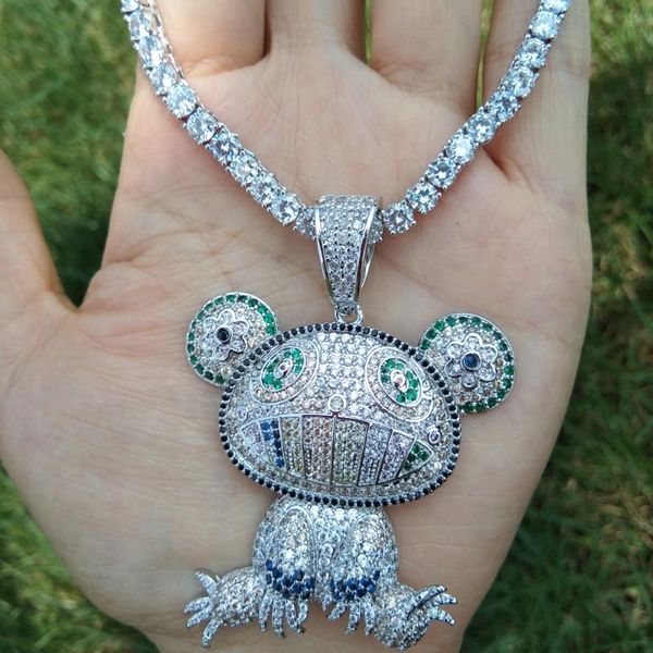 pendant necklaces bling brass colorful zircon frog pendants with 4mm cz tennis chain necklace hip hop jewelry gift cn080a, Silver
pendant necklaces bling brass colorful zircon frog pendants with 4mm cz tennis chain necklace hip hop jewelry gift cn080a, Silver