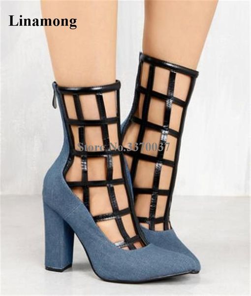 boots 2021 fashion women pointed toe caged design chunky heel denim cut-out thick gladiator short, Black
boots 2021 fashion women pointed toe caged design chunky heel denim cut-out thick gladiator short, Black