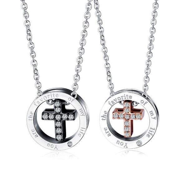 pendant necklaces 2021 rose gold color romantic couple necklace rhinestone cross pair jewelry selling retail wholesale 316l steel, Silver
pendant necklaces 2021 rose gold color romantic couple necklace rhinestone cross pair jewelry selling retail wholesale 316l steel, Silver