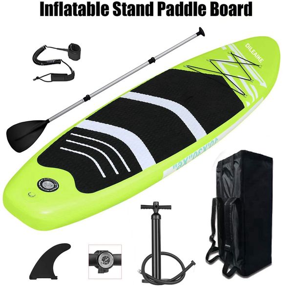 10ftx30inx6in Inflatable Sup For All Skill Levels Stand Up Paddle Board, Adjustable Paddle,double Action Pump,isup Travel Backpack, Leash
