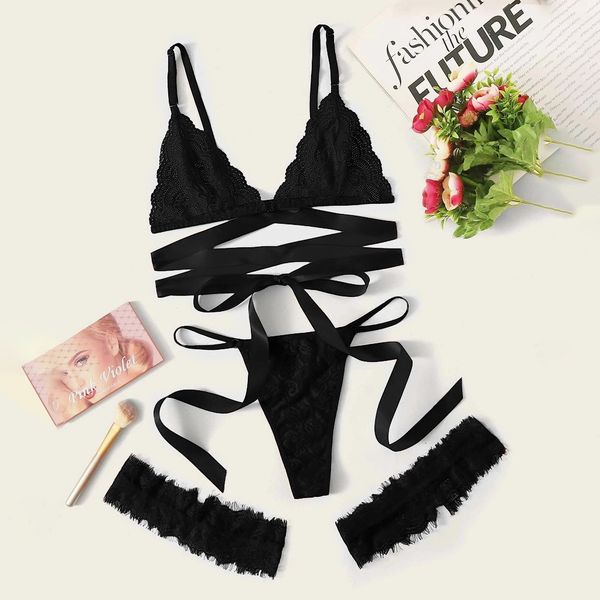 women plus size lace lingerie leg ring g-string bra underwear set sleepwear #3, Black;white
women plus size lace lingerie leg ring g-string bra underwear set sleepwear #3, Black;white