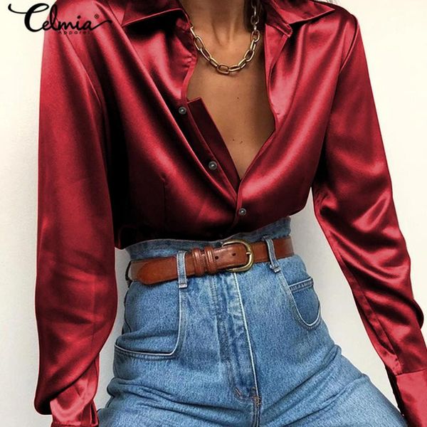women's blouses & shirts women elegant slik satin shirt celmia long sleeve office blouse 2021 autumn fashion lapel buttons tunic solid, White
women's blouses & shirts women elegant slik satin shirt celmia long sleeve office blouse 2021 autumn fashion lapel buttons tunic solid, White