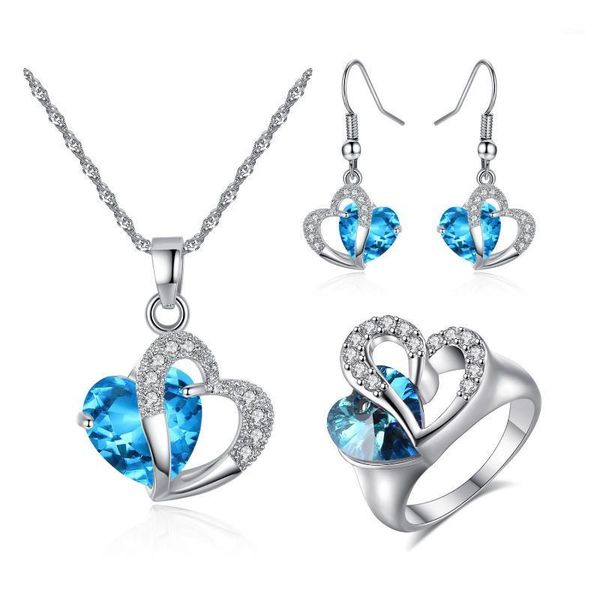 europe and the united states popular peach heart copper inlaid zircon necklace earrings ring set women jewelry wholesale1, Silver
europe and the united states popular peach heart copper inlaid zircon necklace earrings ring set women jewelry wholesale1, Silver