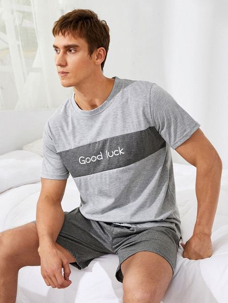 men cut and sew letter graphic pj set u8to#, Black;brown
men cut and sew letter graphic pj set u8to#, Black;brown