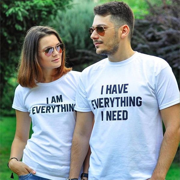 2019 summer casual white valentine couple lovers t-shirt i am everything/ i have everything i need slogan letter print tees
2019 summer casual white valentine couple lovers t-shirt i am everything/ i have everything i need slogan letter print tees