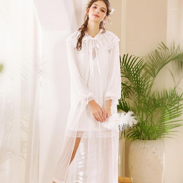 early autumn new court lace nightgown nightdress two-piece ladies long bathrobes long section long-sleeved pajamas home ser1, Black;red
early autumn new court lace nightgown nightdress two-piece ladies long bathrobes long section long-sleeved pajamas home ser1, Black;red