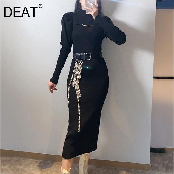 deat 2020 new autumn and spring turtleneck full sleeves square collar pullover high waist knitting dress and set with belt, Black;gray
deat 2020 new autumn and spring turtleneck full sleeves square collar pullover high waist knitting dress and set with belt, Black;gray