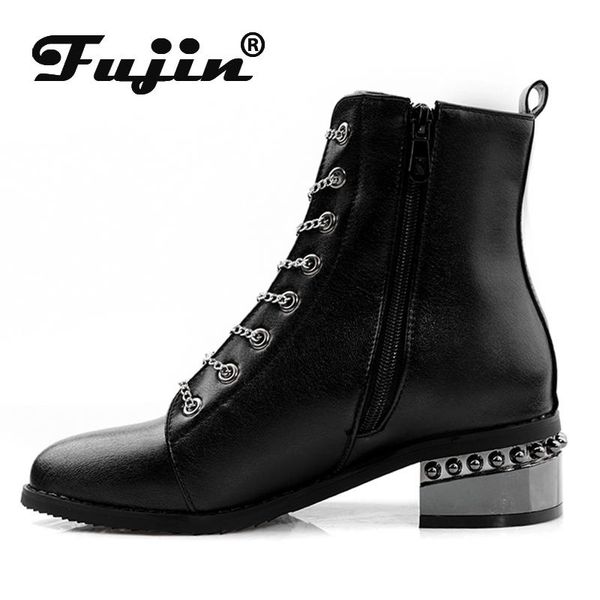 boots fujin square heel winter 2021 ankle for women vintage lace up motor casual low heels ladies shoes booties, Black 
boots fujin square heel winter 2021 ankle for women vintage lace up motor casual low heels ladies shoes booties, Black