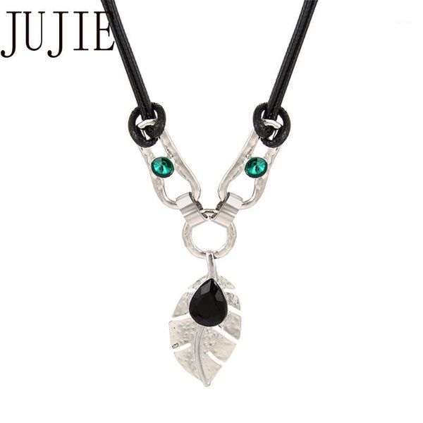 jujie fashion crystal large leaf pendant necklace for women vintage leather rope necklace jewelry1, Silver
jujie fashion crystal large leaf pendant necklace for women vintage leather rope necklace jewelry1, Silver