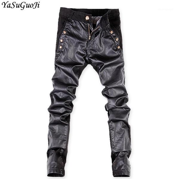 men's jeans 2021 punk style fashion button decorative pu leather patchwork streetwear skinny men black pencil pants pk6-51, Blue
men's jeans 2021 punk style fashion button decorative pu leather patchwork streetwear skinny men black pencil pants pk6-51, Blue