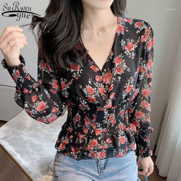 blusas mujer 2020 print v-neck women shirt autumn new casual lantern long sleeve floral chiffon women blouse pullover 105851, White 
blusas mujer 2020 print v-neck women shirt autumn new casual lantern long sleeve floral chiffon women blouse pullover 105851, White