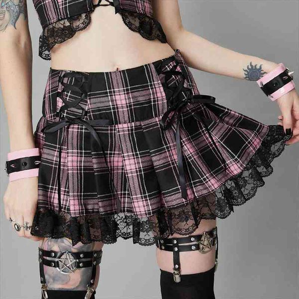 pink gothic pleated mini skirt with lace bow charm school dropout plaid skirt women alt girl outfit, Black
pink gothic pleated mini skirt with lace bow charm school dropout plaid skirt women alt girl outfit, Black