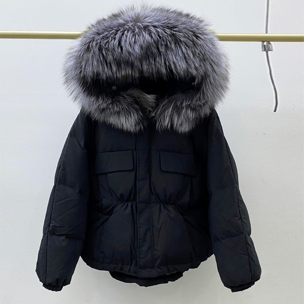 janveny winter down jacket women waterproof large natural raccoon fox fur hooded short puffer white duck down coat female parkas c1204, Black
janveny winter down jacket women waterproof large natural raccoon fox fur hooded short puffer white duck down coat female parkas c1204, Black