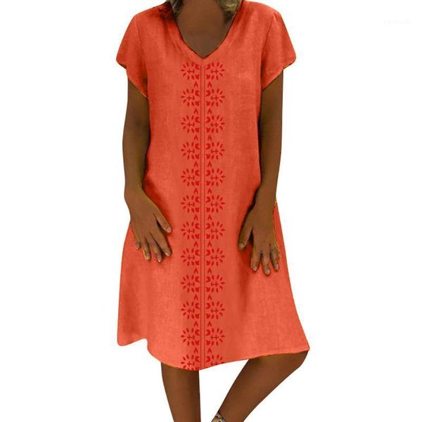 women solid beach dress summer style v-neck printed cotton and linen dresses loose comfortable casual plus size ladies dress#y21
women solid beach dress summer style v-neck printed cotton and linen dresses loose comfortable casual plus size ladies dress#y21