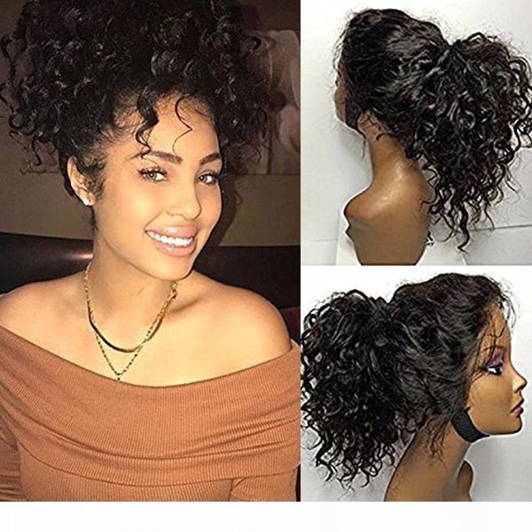 curly lace front human hair wigs-glueless 130% density brazilian virgin remy wigs with baby hair for african americans natural color 16inch, Black;brown 
curly lace front human hair wigs-glueless 130% density brazilian virgin remy wigs with baby hair for african americans natural color 16inch, Black;brown