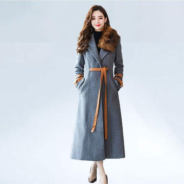 2020 autumn winter wool coat women slim x- long overcoat detachable fur collar cashmere jacket thick outerwear wool blends coat1, Black
2020 autumn winter wool coat women slim x- long overcoat detachable fur collar cashmere jacket thick outerwear wool blends coat1, Black