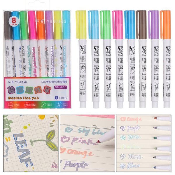 8 pcs/set colorful double line pen highlighter fluorescent markers candy color hand painted pen for school poster diy1, Black;red
8 pcs/set colorful double line pen highlighter fluorescent markers candy color hand painted pen for school poster diy1, Black;red