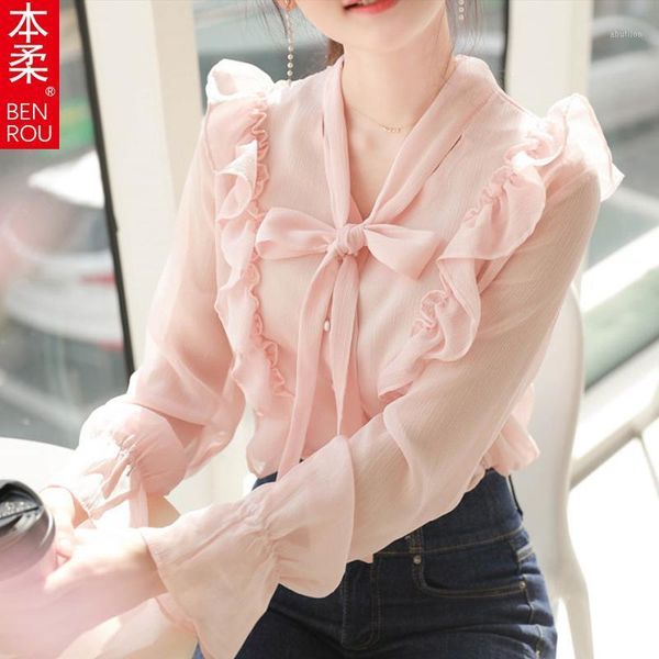 women's blouses & shirts spring 2021 falbala chiffon bowknot temperament melting western style jacket render small unlined upper garmen, White
women's blouses & shirts spring 2021 falbala chiffon bowknot temperament melting western style jacket render small unlined upper garmen, White