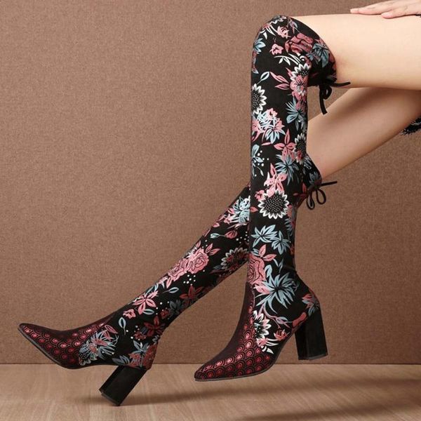 boots sorphio brand female high heels women shoes flower print pointed toe knee fashion over the, Black
boots sorphio brand female high heels women shoes flower print pointed toe knee fashion over the, Black